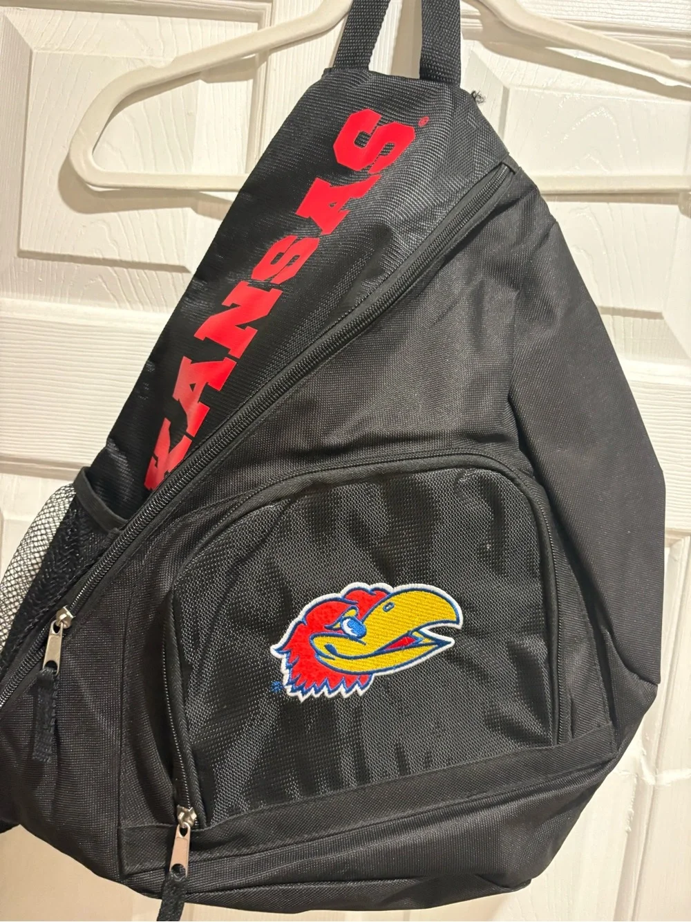 Kansas Jayhawks Black Sling Backpack - Collegiate Logo Bag